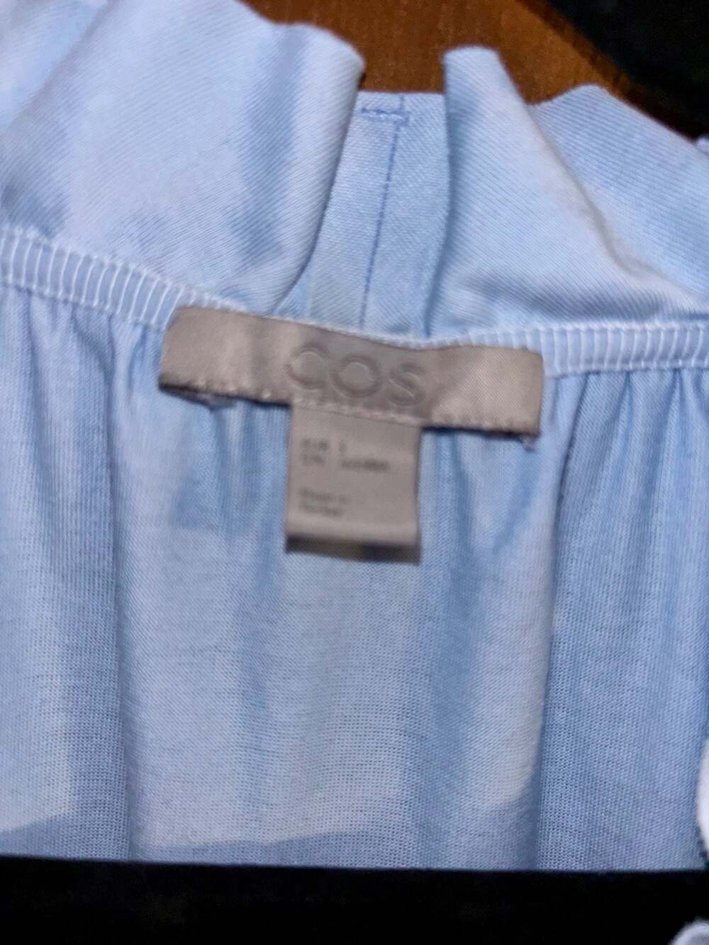 COS Light Blue Ruffled V-Neck Short Sleeve Blouse Top - Picture 3 of 3